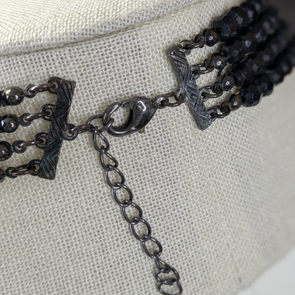 Vintage Multi Strand Black Faceted Beads - Picture 4 of 4